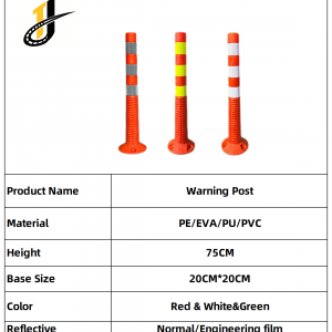 75CMRoad Safety Flexible Warning Post With Rubber Base Road Bollard Reflective Delineator Post Road Traffic Marker Post Bollard