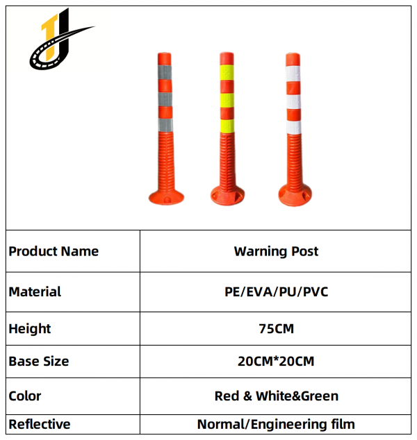 75CMRoad Safety Flexible Warning Post With Rubber Base Road Bollard Reflective Delineator Post Road Traffic Marker Post Bollard