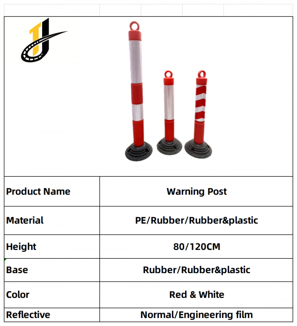 Height 80/120cm PE Traffic Warning Post Plastic Delineator Bollards